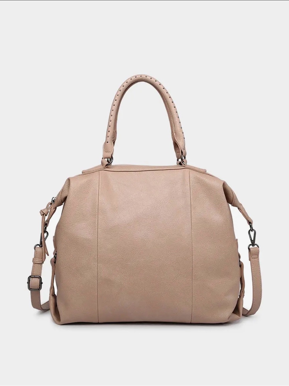 Chic Blush Dome Tote with Top Handles and Strap